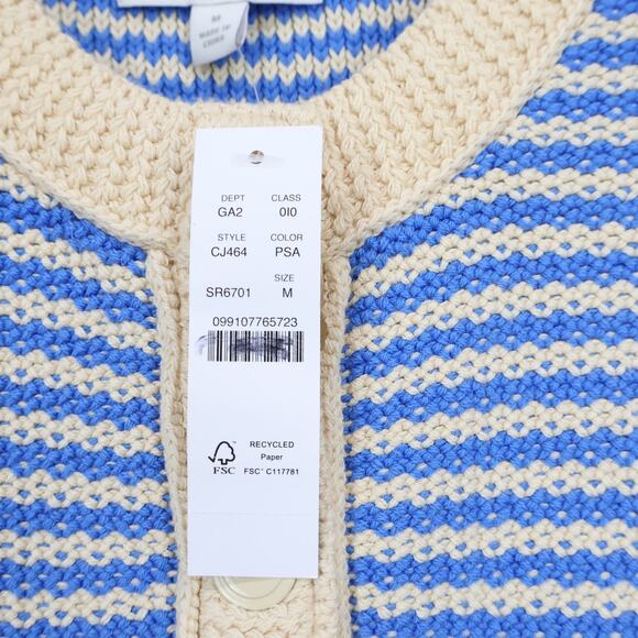 J.Crew Cropped Sweater Shell Stripe Parchment Santorini Blue Size M NWT - Picture 5 of 8